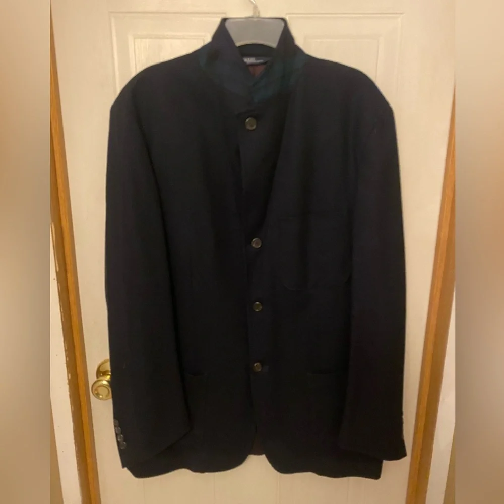 Polo Ralph Lauren Wool Blazer/Coat with Tartan Plaid Collar